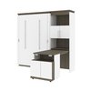 Bestar Orion Full Murphy Bed and Shelving Unit with Fold-Out Desk (89W), White & Walnut Grey 116865-000017